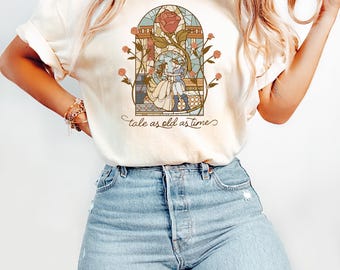 Vintage Tale As Old As Time Shirt, Beauty And The Beast Sweats, Princess And Prince Shirt, Disney Family Vacation Tee, Disney Princess Tee