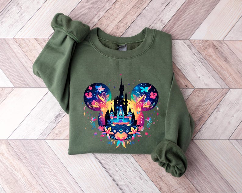 Retro Watercolor Disney Castle shirt, Disney world Disneyland Shirt, Mickey Balloon Tee, Disney Family Vacation Shirt, Magic Kingdom Shirts zdjęcie 3