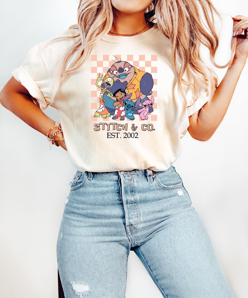 Disney Lilo & Stitch Co Est 2002 Vintage Shirt, Disney Stitch Shirt, Stitch And Angle Shirt, Lilo Stitch Characters Tee, Disney Family Shirt afbeelding 1