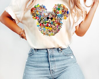 Mickey Mouse Disney Character Shirt, Vintage Disney Tee, Pixar Collage T-shirt, Disneyland Group Shirt, Family Disney Trip Tee