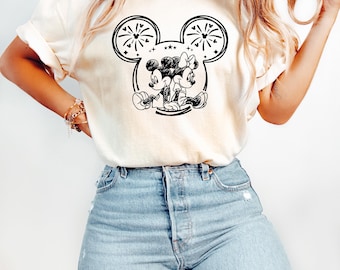 Vintage Mickey Sketch Shirt, Mickey and Minnie, Couple T-Shirt, Disneyland Park Souvenir Shirt, Disney World Vacation Tee
