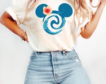 Floral Mickey Head Shirt, Disney Floral Water Splashes Mickey Mouse Ears Tee, Flower Mickey Shirt, Disney Vacation Disneyworld Sweatshirt