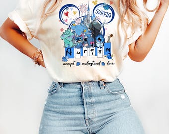 Personalized Autism Awareness T-shirt, Disney Stitch Eeyore Sadness Tee, Women Kid Its Ok To Be Different, Autism Support Matching Shirt