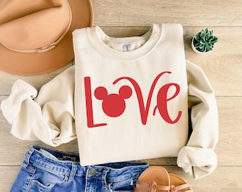 Disney Mickey Minnie Love Sweatshirt, Mickey and Minnie Valentines Tee, Disneyland Love Shirt, Mickey Minnie Shirt,Mickey Love Shirt