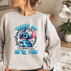 Disney Stitch Touch Me And I Will Bite You Shirt, Cute Stitch Tee, Lilo And Stitch, Disney Movie Shirt, Ohana Means Family Shirt Gift image 2