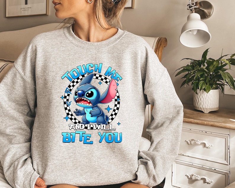 Disney Stitch Touch Me And I Will Bite You Shirt, Cute Stitch Tee, Lilo And Stitch, Disney Movie Shirt, Ohana Means Family Shirt Gift image 2