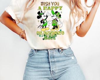Mickey Minnie Happy St Patricks Day Shirt, Disney St Patricks Day Shamrock Shirt, St Patricks Couple Matching Shirt, Disney Shamrock Shirt