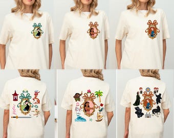 Coquette Bows Disney All Princesses Characters Shirt, Cinderella Snow White Ariel Belle Rapunzel Tee, Girl Disney Trip Tee, Princess Castle