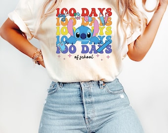 Stitch 100 Days of School Shirt, 100 Days Student Tee, Stitch Pupil T-Shirt, 100 Days Stitch Tee, School Sweatshirt, 1st Grade Student Tee