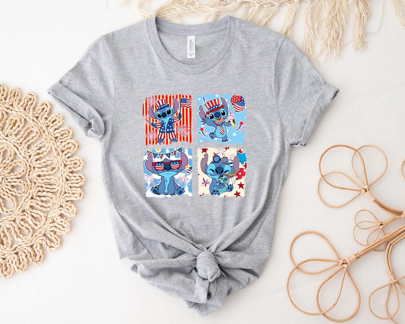 Disney Cute Stitch America 4th of July Shirt, Disney Fourth of July Sweatshirt, Disney Trip Shirt, 4th of July Tee, Independence Day Tee Bild 3