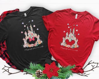 Happiest Place on Earth Shirt, Disney Castle Floral Shirt, Vintage Disney Shirt, Magic Kingdom Shirt, Disneyland Shirt