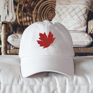 Embroidered Maple Leaf Hat, Canada Baseball Cap, Fall Leaf Hat Gift, Autumn Aesthetic Hat, Nature Embroidery Hat, Minimalist Hat EHH452