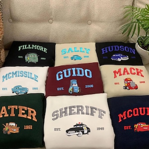 Cars Charakter Film gesticktes Sweatshirt, Cartoon Sweatshirts, McQueen Sally Mater Trending Rundhalsausschnitt, Geschenk für Freunde ESH130-138