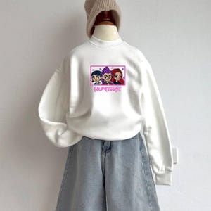 Band Huntrix Embroidered Sweatshirt, Kpop Huntrix Tee, Rumi Zoey Mira, Demon Hunters Family Shirt, Gift For Fans ESH5204
