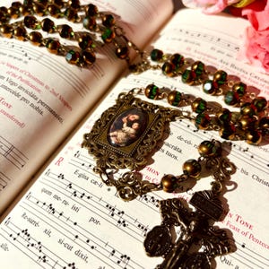 Vintage-style St. Joseph and Child Jesus Rosary Catholic Gifts, Handmade Rosary, handcrafted, religious gifts, pardon crucifix