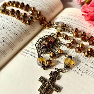 Vintage-style St. Raphael the Archangel Rosary Catholic Gifts, Handmade Rosary, handcrafted, religious gifts, San Damiano crucifix