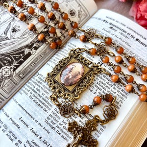 Vintage-style Holy Family Rosary, Catholic Gifts, Handmade Rosary, handcrafted, religious gifts, pardon crucifix, traditional Catholic, JMJ