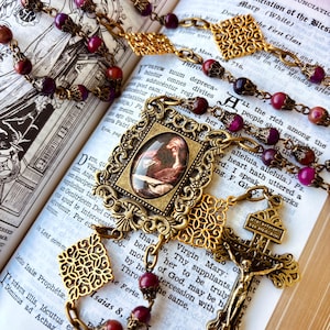 St. Augustine Rosary: Sugilite, Bronze Pardon Crucifix - Handmade Catholic Gift