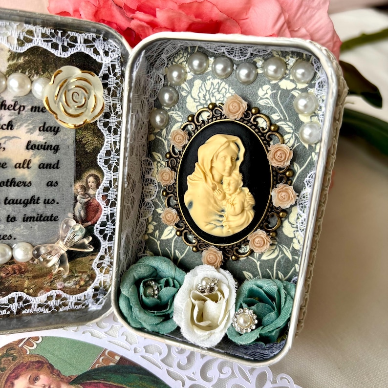 Handmade Catholic Pocket Altar, Shabby Chic Shrine - Cross / Madonna of ...