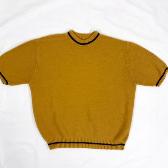 Vintage 60s 70s Sweater Short Sleeve Mock neck Mu… - image 5