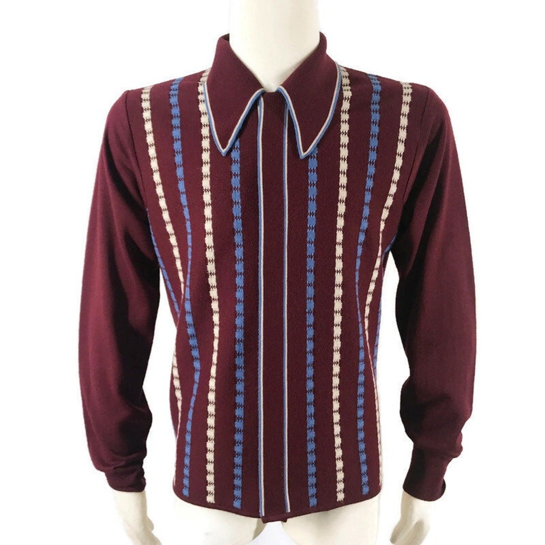 70s 'Enry Sport' Italian Blue Yellow Red Athletic 1/4 Zip Chainstitch Sweater S main image 0