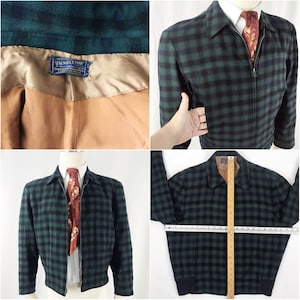 Vintage 50s Jacket Men's Pendleton Plaid Wool Bomber Coat Rockabilly Ricky image 9