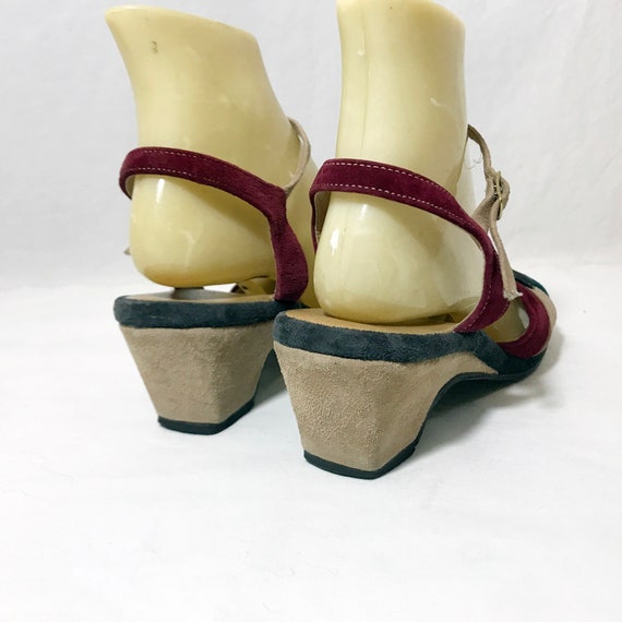 Vintage 70s Sandals Hush Puppies Suede Wedge Heel… - image 5