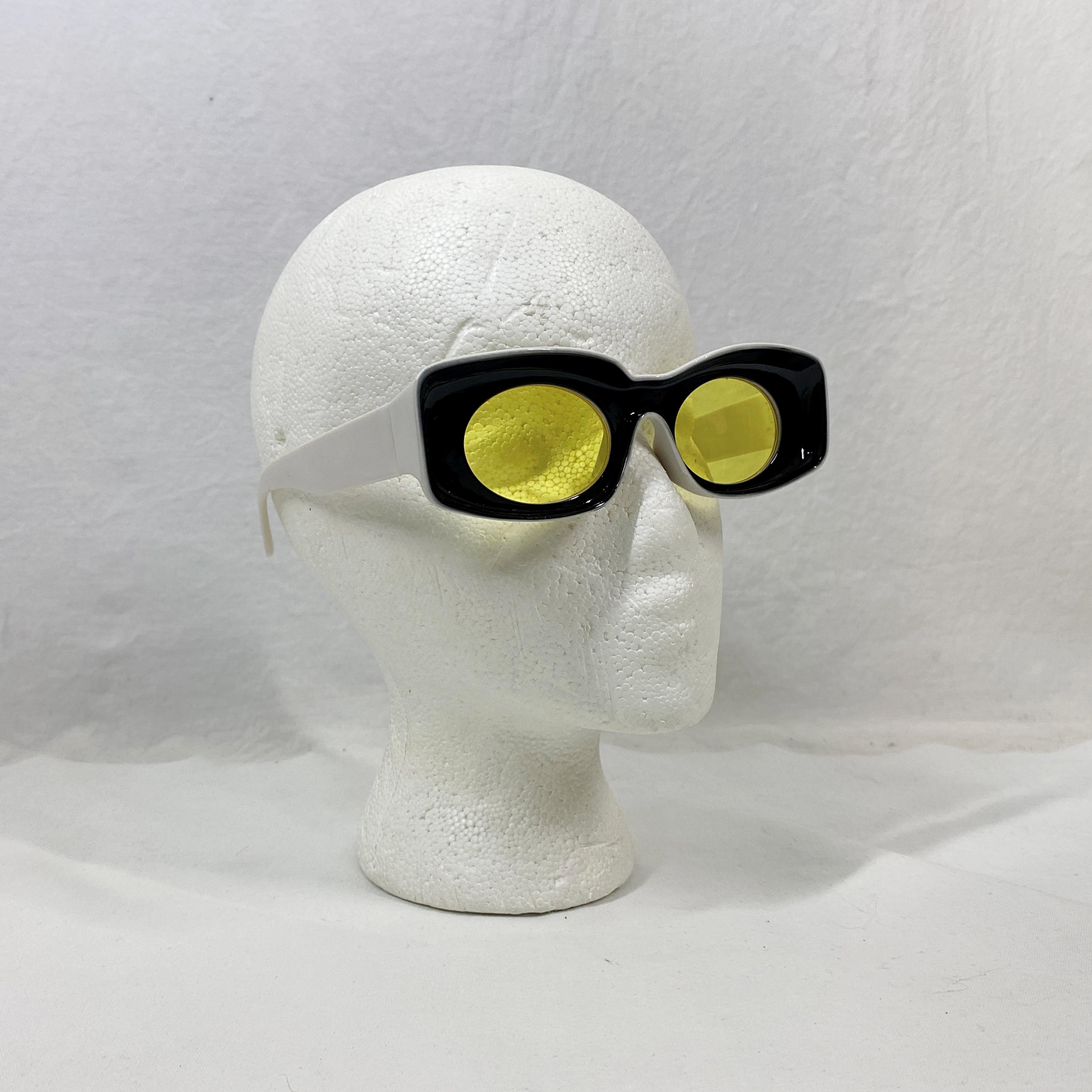 Vintage 1960’s mod glasses yellow lenses black and white Vintage 60s Sunglasses MOD Black White Yellow Lens Sun  main image 2