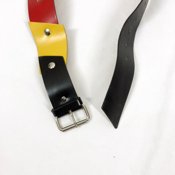 Vintage 60s Belt Multi-colored Leather Squares Re… - image 6