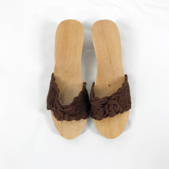 Vintage Wood Wedge Sandals Tiki Carved Hawaiian C… - image 3