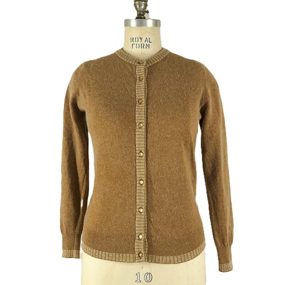 Vintage 70s Cardigan Sweater Jaeger Tan Button up Wool Etsy UK