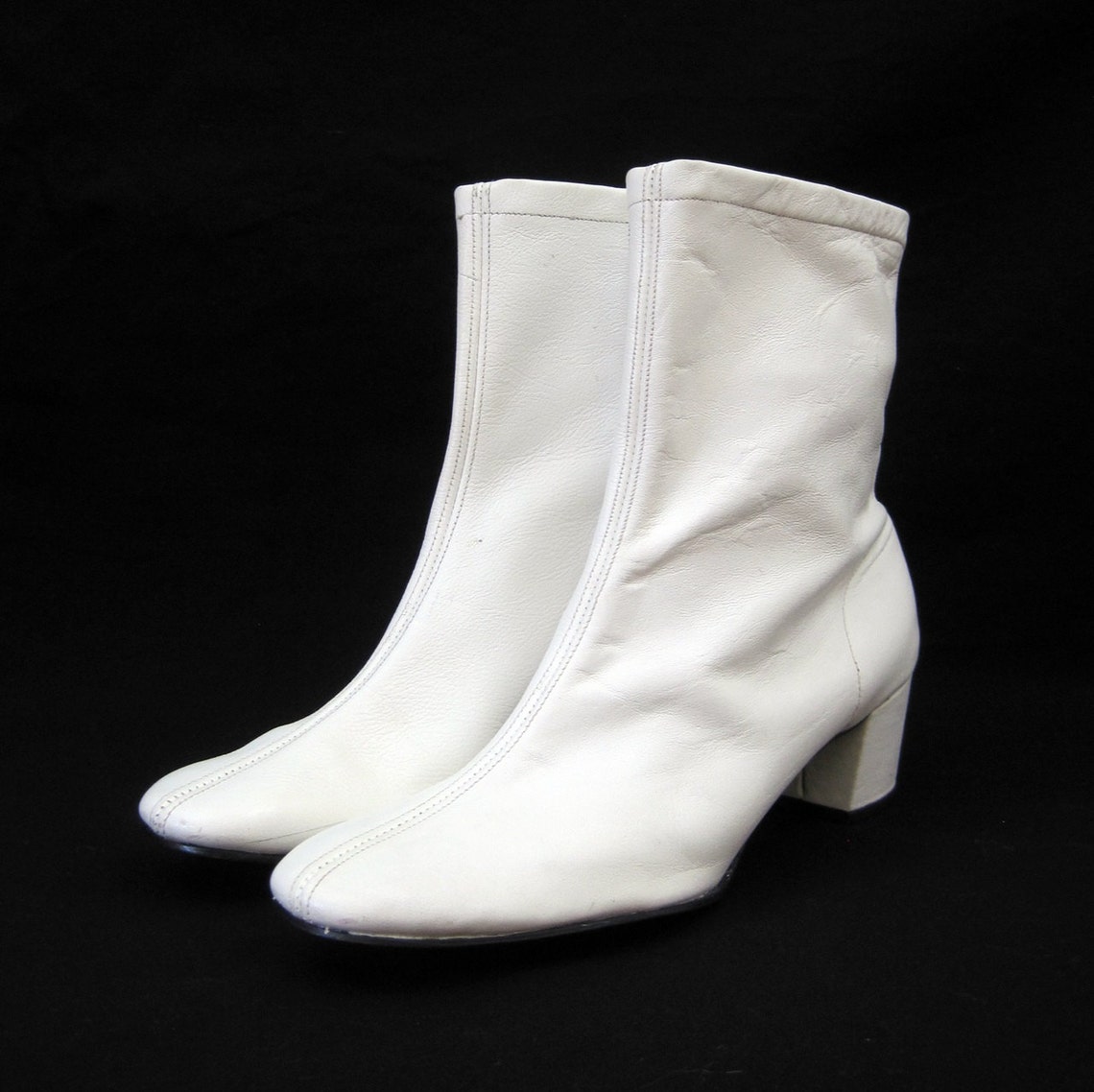 60s Boots Vintage MOD White Groovy GoGo Ankle Boots 9 | Etsy