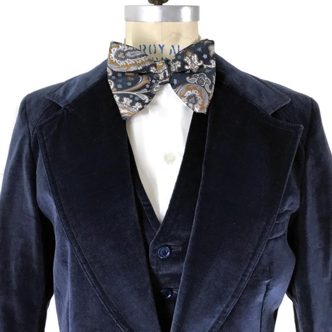 Zoot Suit Made of Velvet Fabric - 1920s Velvet Suit (Black Pants) - Navy