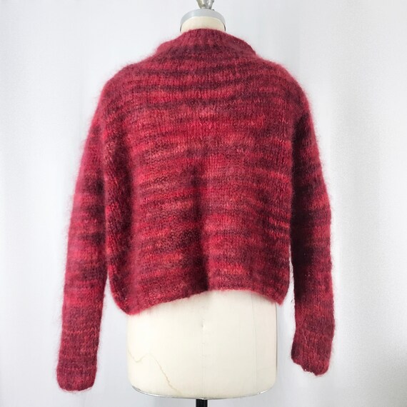 Vintage 80s Mohair Sweater Shaggy Cardigan Croppe… - image 5