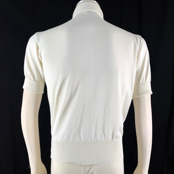 Vintage 70s Shirt Jac Oleg Cassini Ivory Beige Ac… - image 6