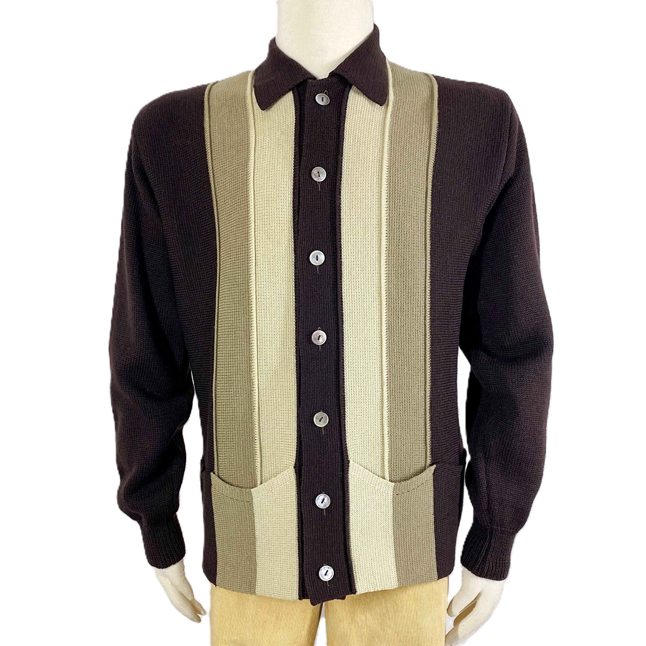 Vintage 60s Sweater Leonardo Strassi Wool Italian Knit Brown