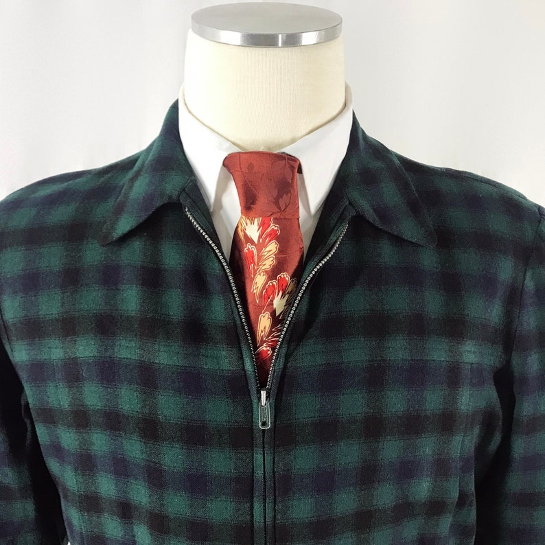 Vintage 50s Jacket Men's Pendleton Plaid Wool Bomber Coat Rockabilly Ricky image 3