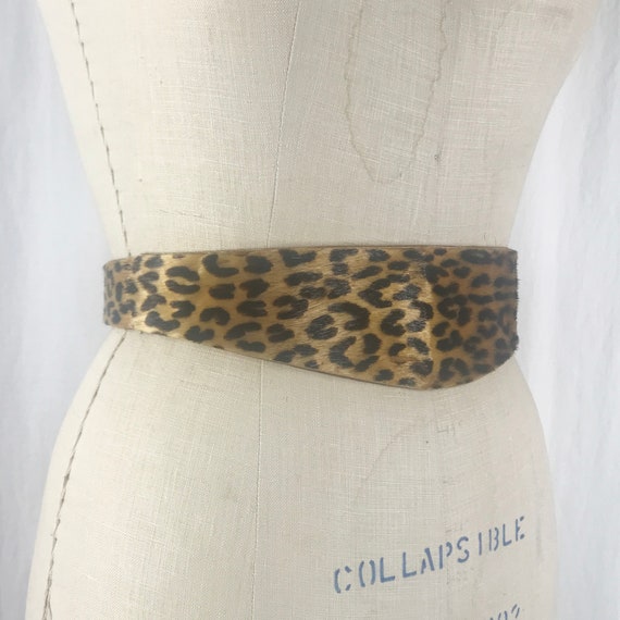 Vintage 50s 60s Belt Leather Fur Hair on Hide Wid… - image 2