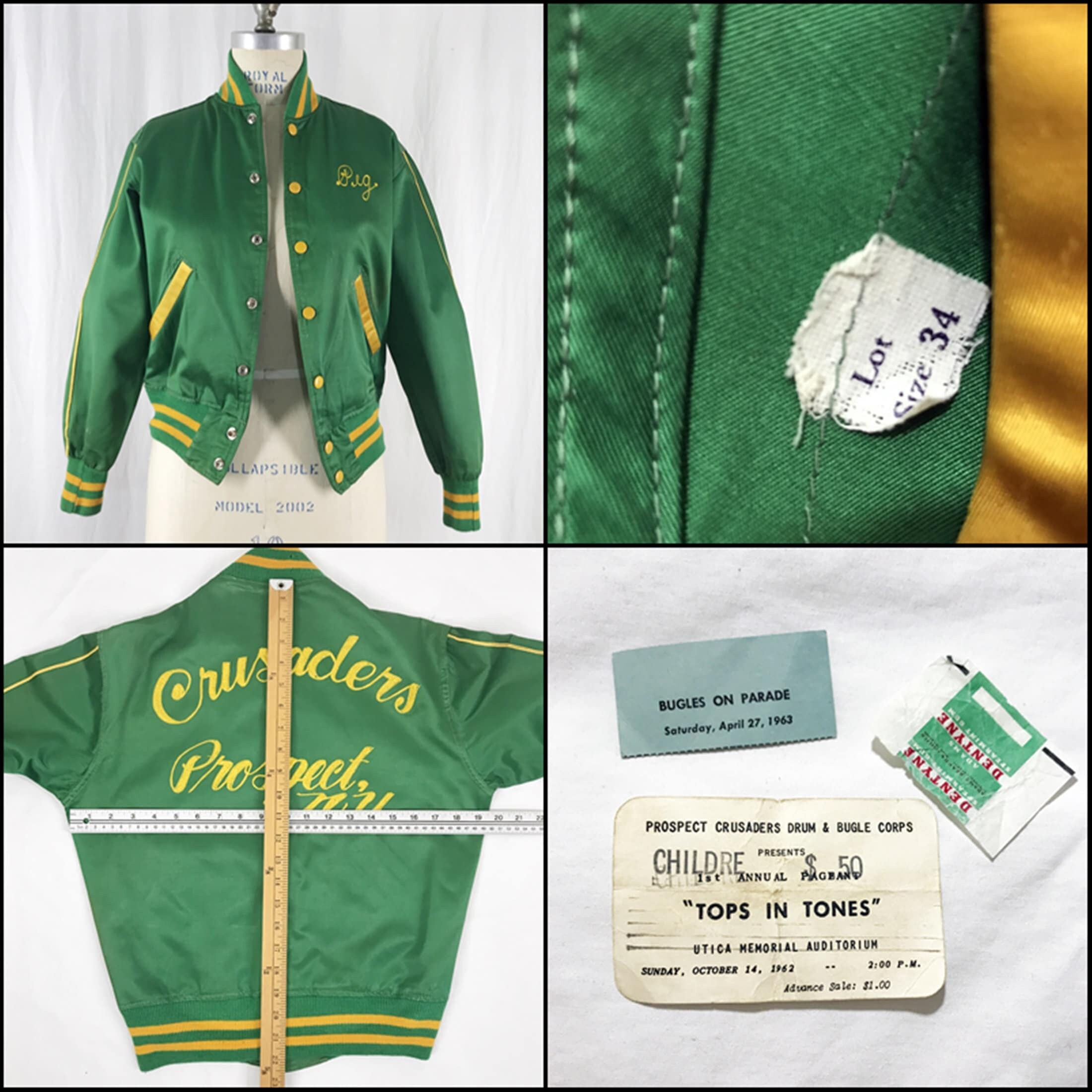 Vintage 60s Club Jacket Athletic Bomber Chain Stitched Crusaders 