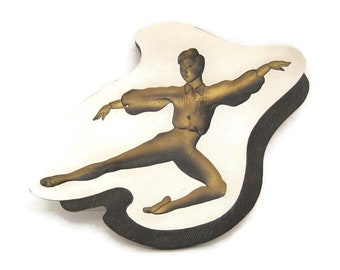 Vintage 50s Wall Hanging Chalkware Atomic Dancer Wall Plaque MCM Home Decor