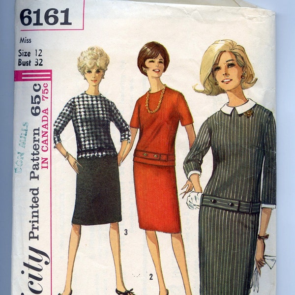 Vintage 60s Pattern MOD Scooter Dress Shift Simplicity 6161