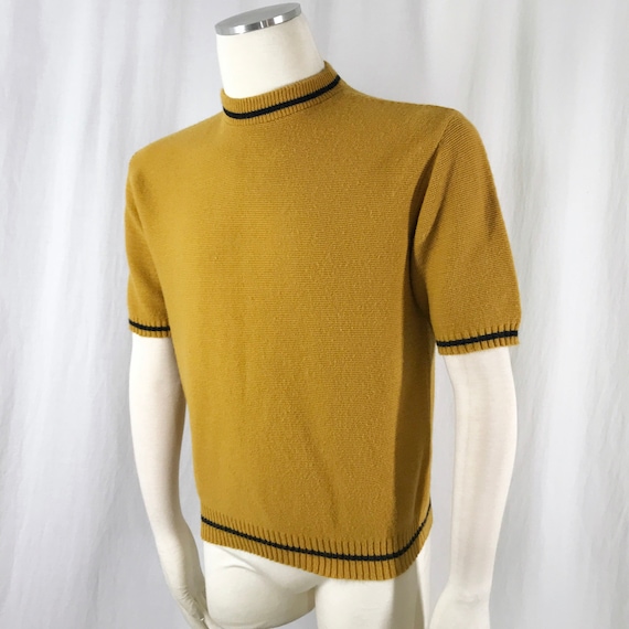 Vintage 60s 70s Sweater Short Sleeve Mock neck Mu… - image 3
