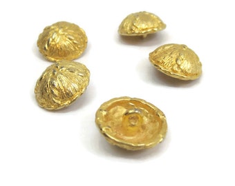 Vintage 80s Buttons Gold Metal Domed Shape Solid Metal lot of 5