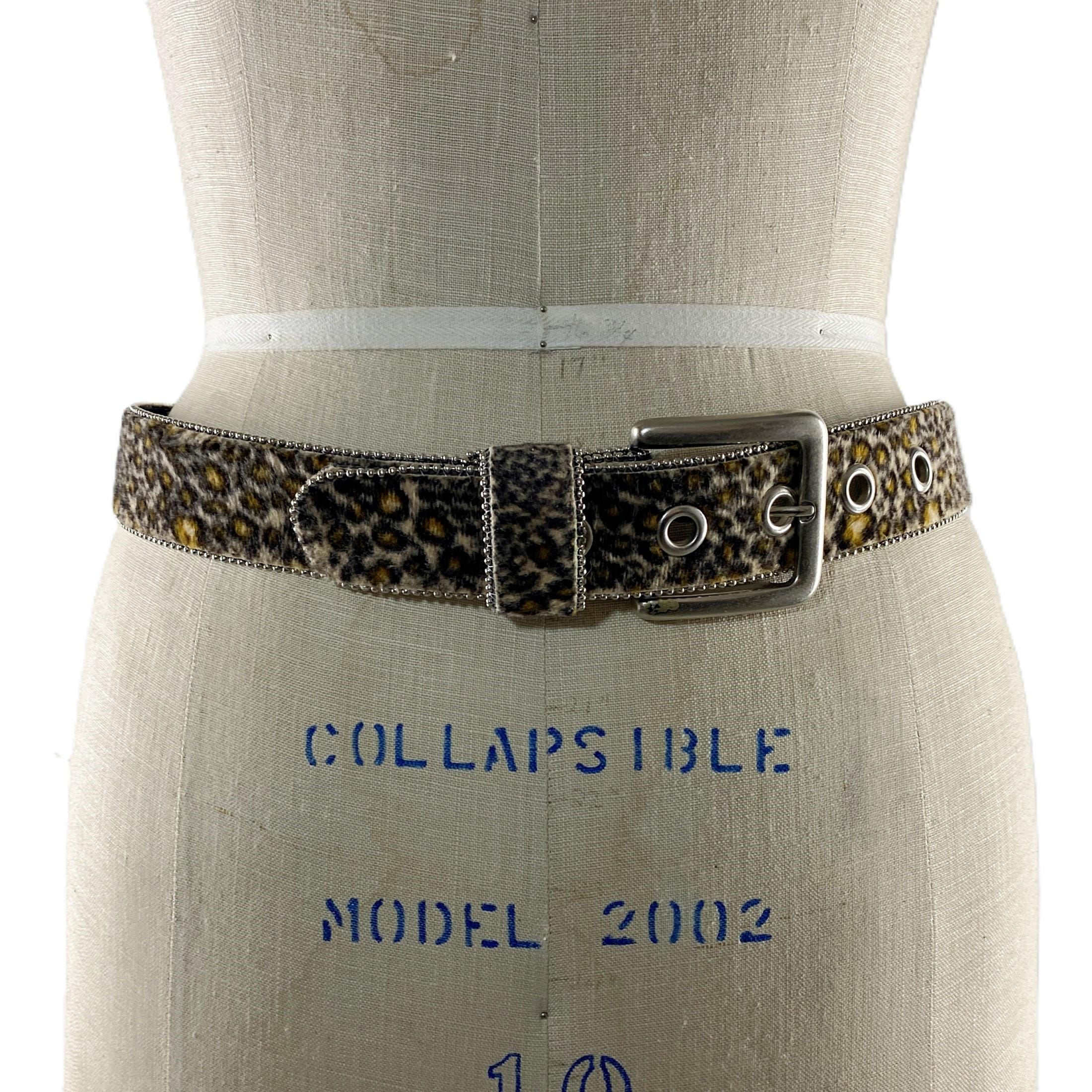 Brighton Vintage Silver Leather Leopard Faux Fur Animal Print Belt S/M Brighton Leather Leopard Belts for Women for sale | eBay main image 4
