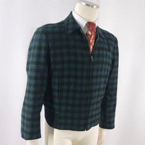 Vintage 50s Jacket Men's Pendleton Plaid Wool Bomber Coat Rockabilly Ricky image 2