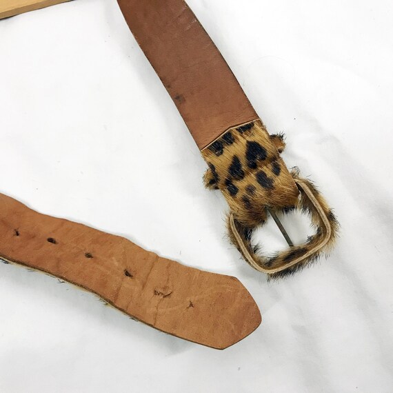 Vintage 50s 60s Belt Leather Fur Hair on Hide Wid… - image 5