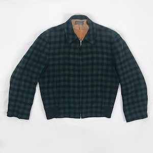 Vintage 50s Jacket Men's Pendleton Plaid Wool Bomber Coat Rockabilly Ricky image 6