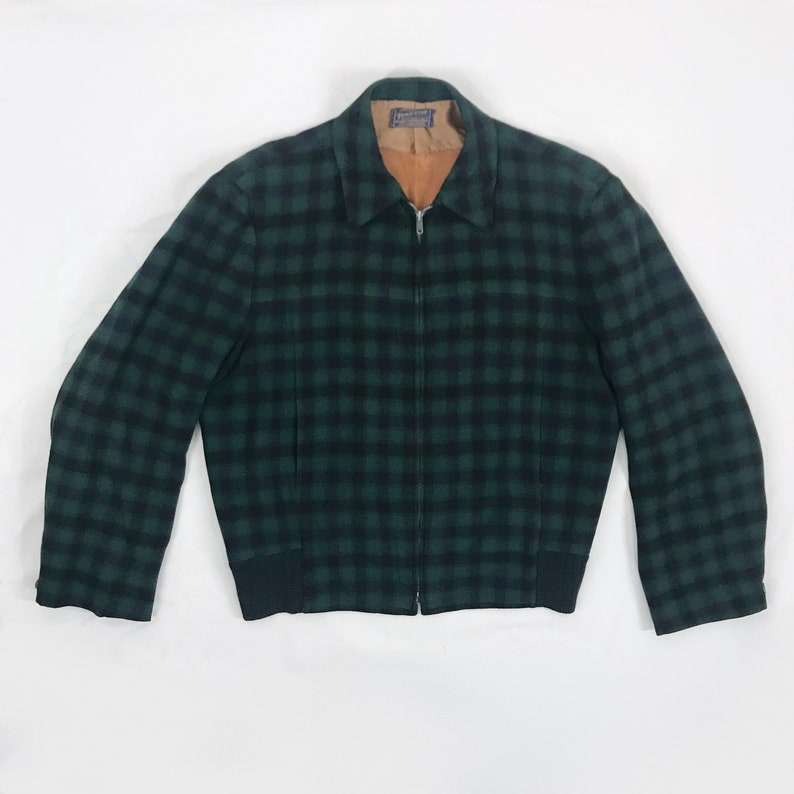 Vintage 50s Jacket Men's Pendleton Plaid Wool Bomber Coat Rockabilly Ricky image 6