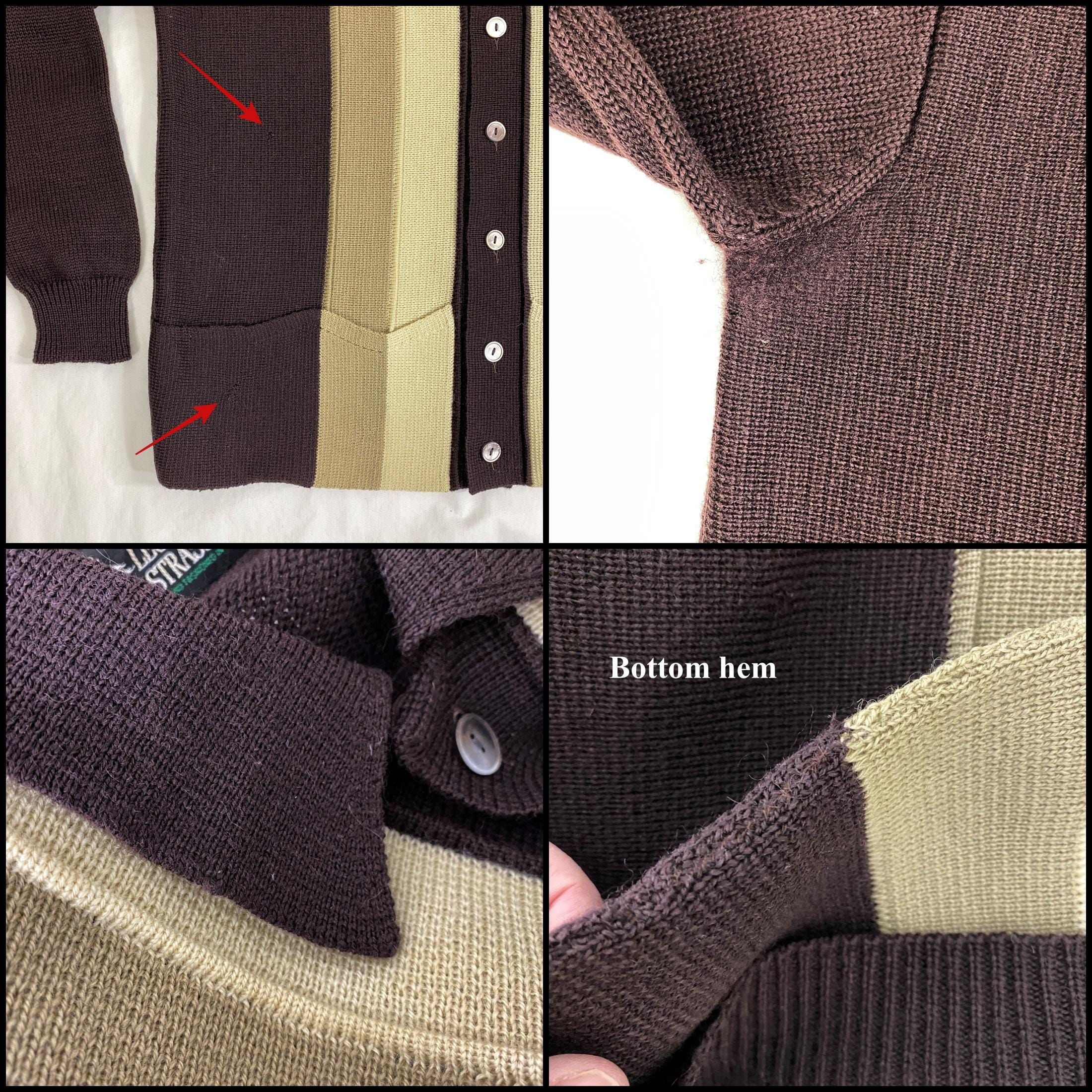Vintage 60s Sweater Leonardo Strassi Wool Italian Knit Brown