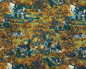 Vintage 50s 60s Cotton Novelty Print Upholstery Home Decor